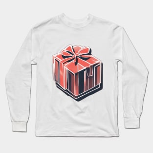 Vibrant Gift Box with Festive Bow Illustration No. 627 Long Sleeve T-Shirt